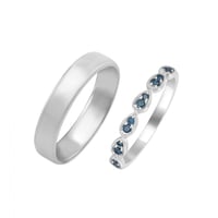 Trauring mit blauen Diamanten und Herrenring Lacy