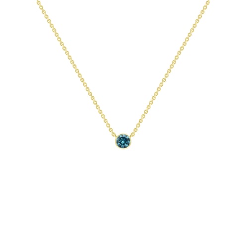Silberne minimalistische Kette mit einem blauen Diamanten Glosie