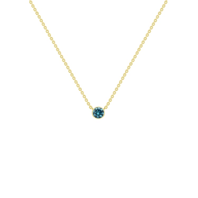 Silberne minimalistische Kette mit einem blauen Diamanten Glosie 103686