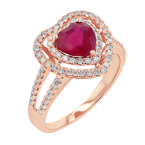 Goldring mit Rubinherz und Diamanten Isabel