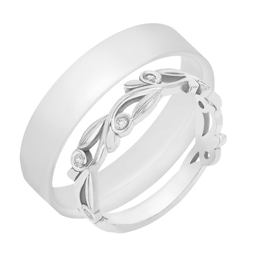 Eheringe aus Ring mit Lab Grown Diamanten und einem flachen Ring Emery