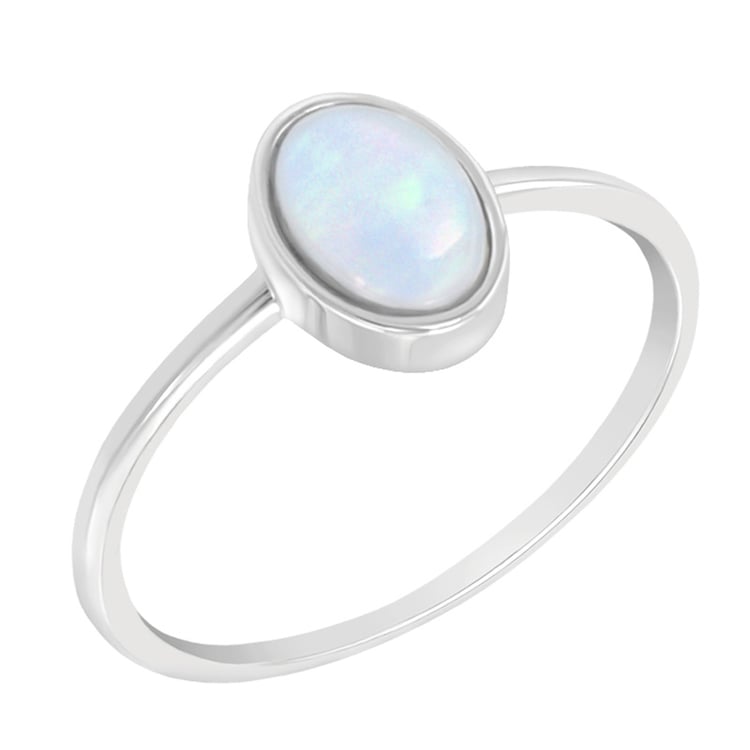 Minimalistischer Goldring mit ovalen Opal Plaire 58003