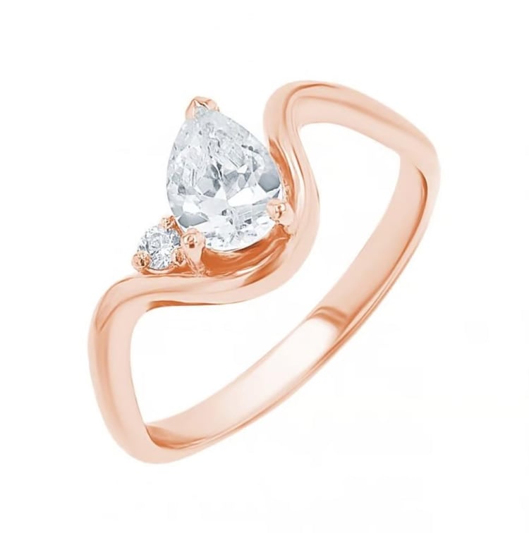 Scheidungsring in Wellenform mit einem tropfenförmigen Lab Grown Diamanten 164484