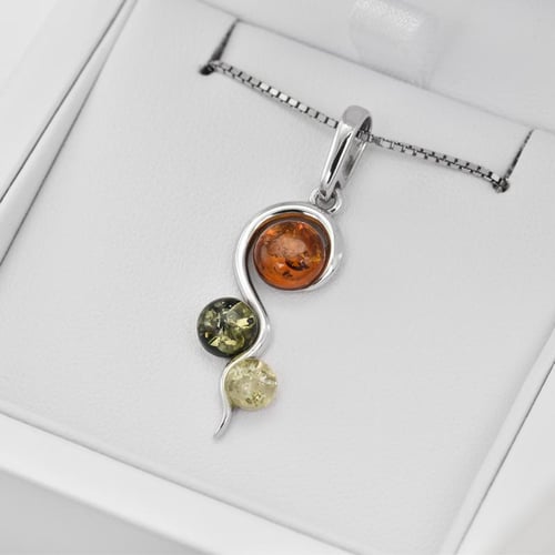 Silbernes Schmuckset mit Bernsteinen Halcyon