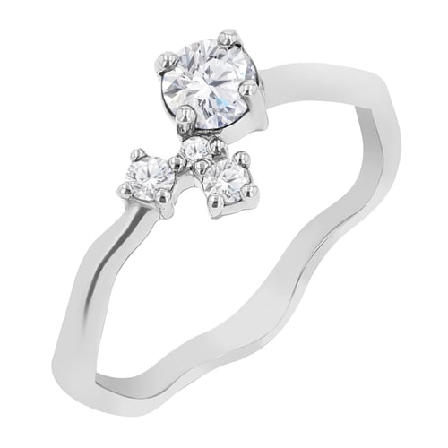Silberner Cluster Ring mit Moissanit und Lab Grown Diamanten Roche