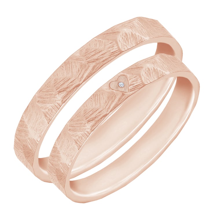 Eheringe mit einem Herz und Diamant Ernie