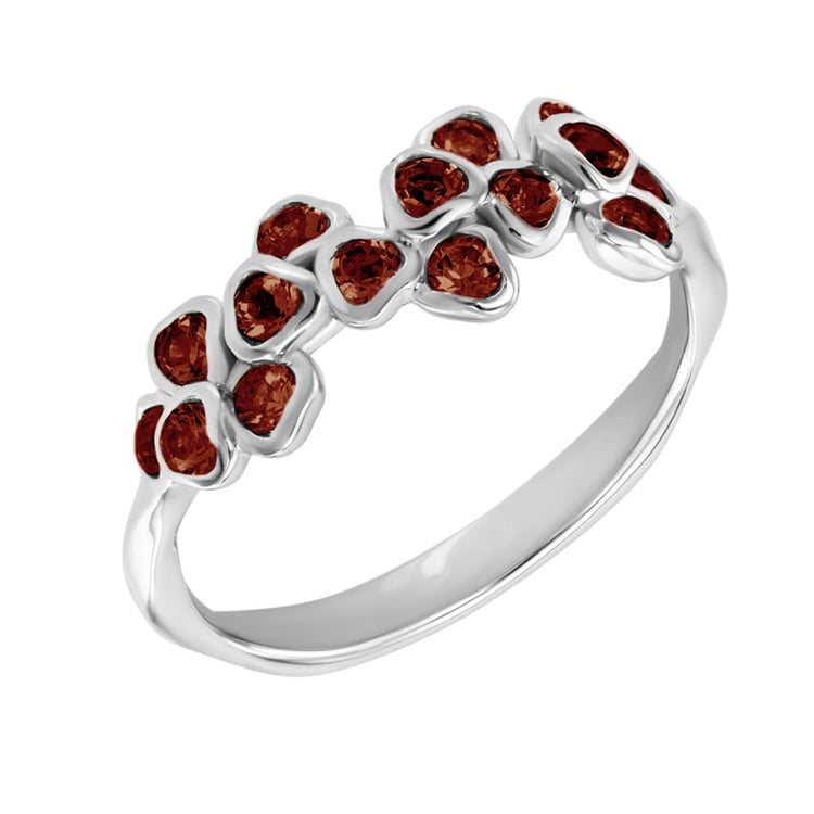 Goldener Ring mit Granat-Blüten Washi