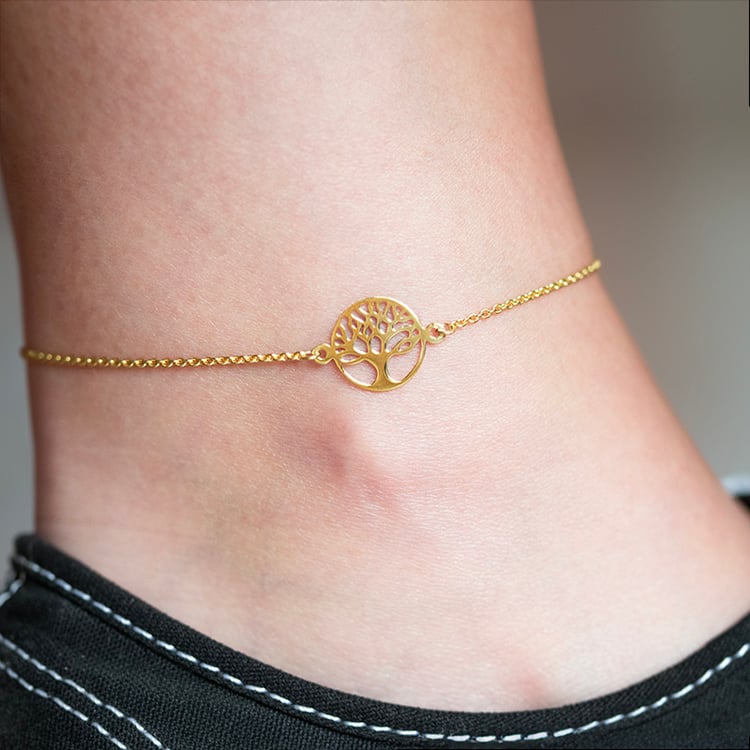 Goldenes Fußkettchen mit Lebensbaum Hope 140794