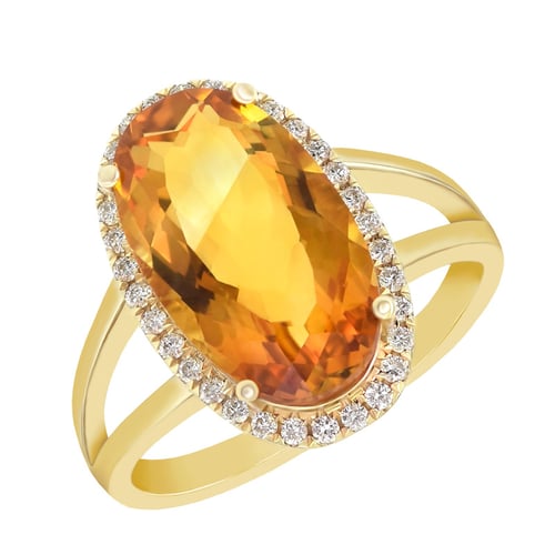 Goldring mit 5ct Citrin und Diamanten Aiofe