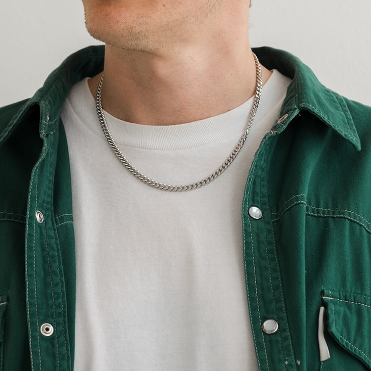 Silberne Panzerkette 50 cm 129906