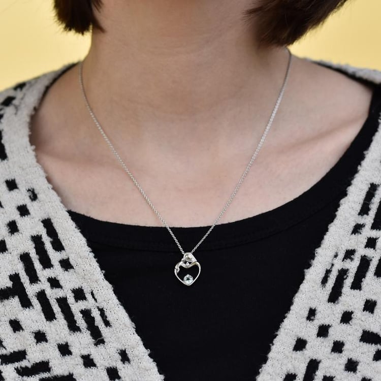 Anhänger Mutter und Kind mit Aquamarine und Diamant Ella 24243