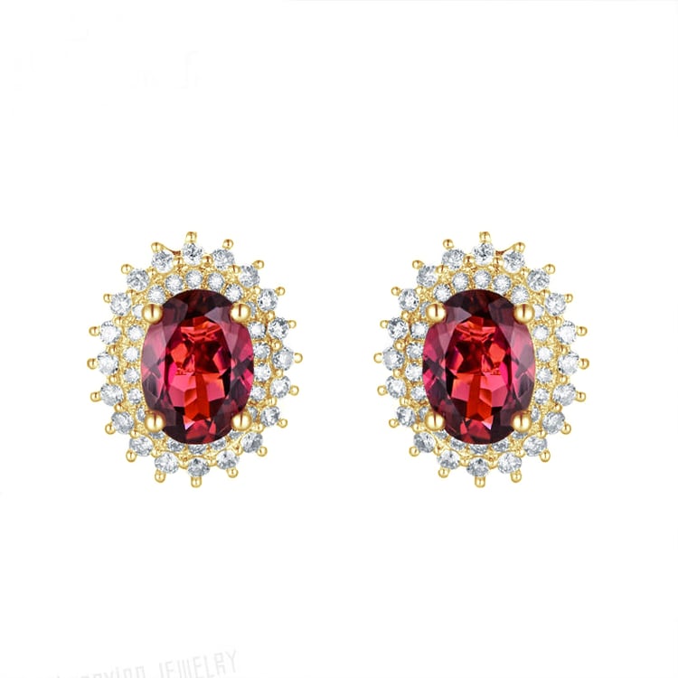 Elegante Goldohrringe mit Turmalinen und Diamanten Kamille 82526