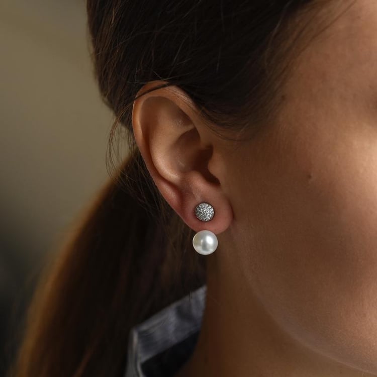 Perle Ohrringe mit Zirkonia 50444