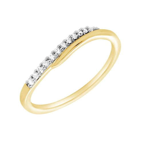 Atypisch gewellter Goldring mit Diamanten Vide