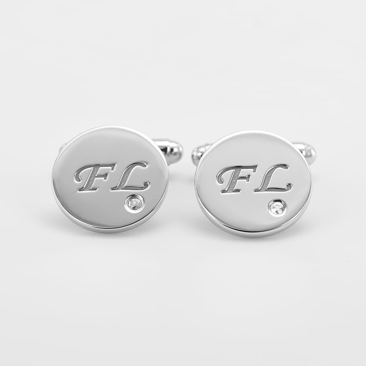 Silber Manschettenknöpfe mit Gravur und Diamanten Gaynor 69799