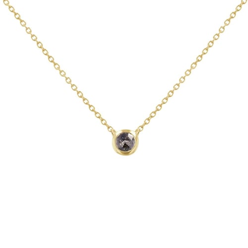 Minimalistische Kette mit Anhänger mit einem Salt and Pepper Diamanten Glosie