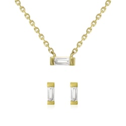 Goldene Kollektion mit weißen Baguette Saphiren Stasia