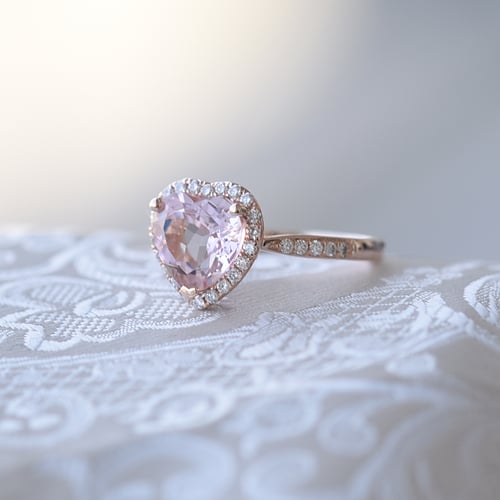 Goldring mit herzförmigem Morganit und Diamanten Rena