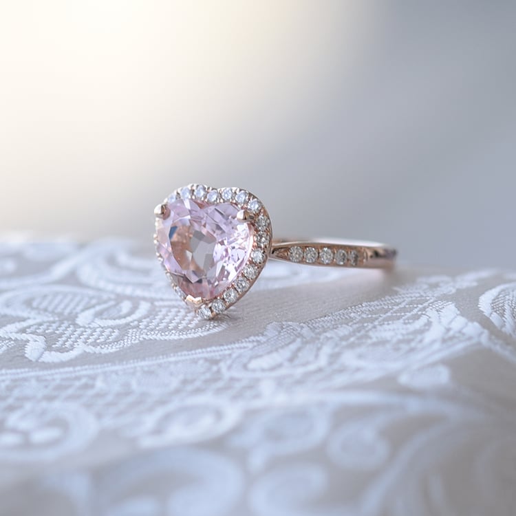 Goldring mit Herz-Morganit 60963