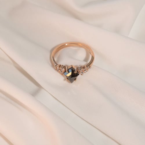 Ring mit einem Salt and Pepper Diamanten in Kite-Form Bret