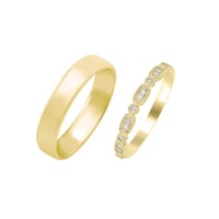 Eheringe aus einem Vintage-Ring mit Lab Grown Diamanten und einem Komfort-Ring Liam