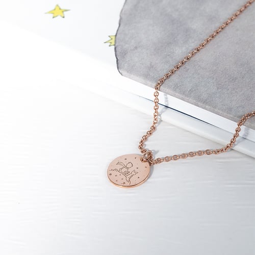 Anhänger Der Kleine Prinz mit Fuchs und Gravur aus Gold