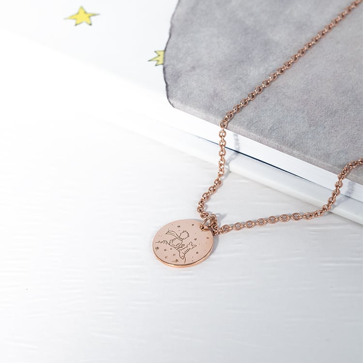 Anhänger Der Kleine Prinz mit Fuchs und Gravur aus Gold 124722