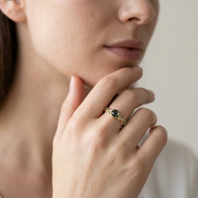 Bezaubernder Ring mit Moosachat Nikoleta 170487