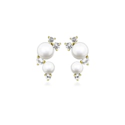 Silberne Perlenohrringe mit weißen Topasen Anita