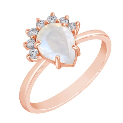 Verlobungsring mit Mondstein und Diamanten Namir