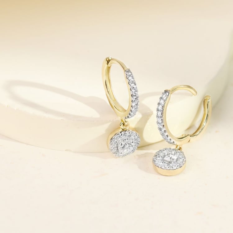 Goldene runde Ohrringe mit Lab Grown Diamanten 158741