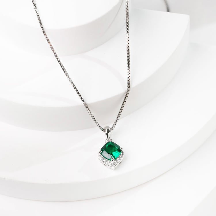 Silberner Anhänger mit simulierten Smaragden Angela 165663