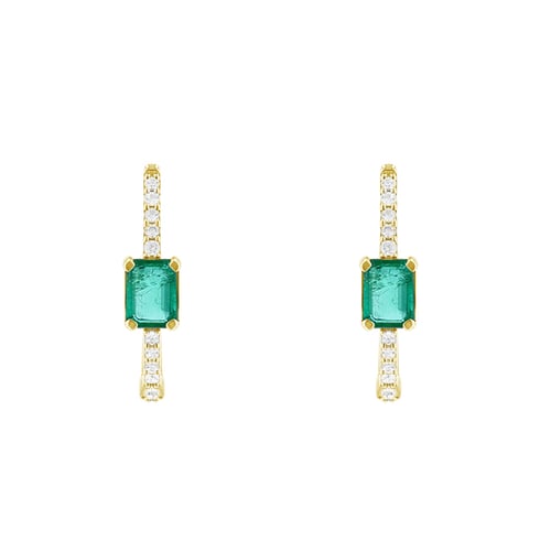 Creolen mit Diamanten und Smaragden Jade