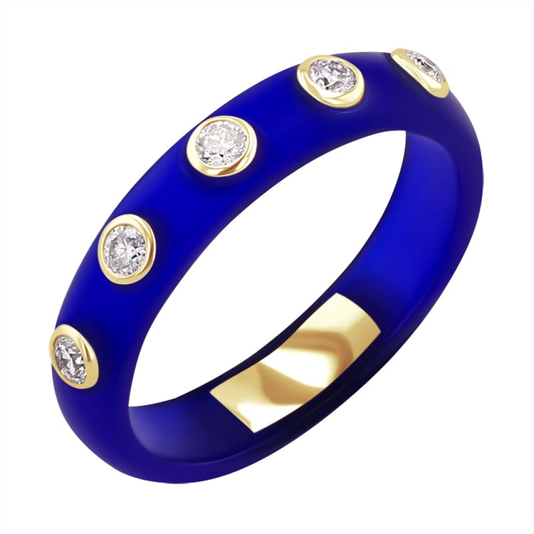 Blauer Keramikring mit Diamanten Maisha 128744