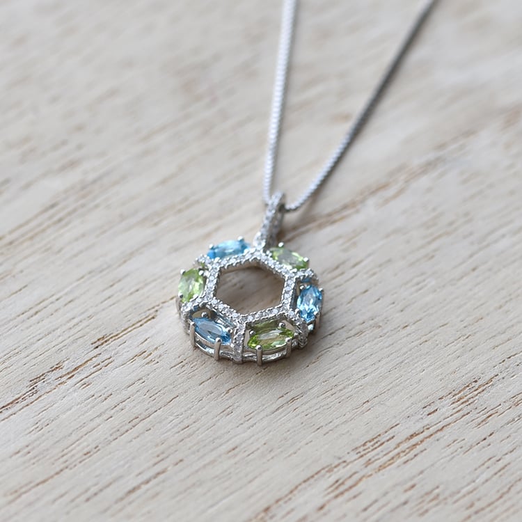 Silberanhänger voller Olivine und Topase Rayni 61911