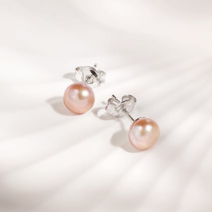 Schlichte Ohrstecker mit Lavender-Perlen Bahia