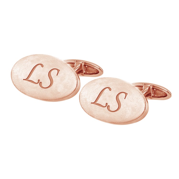 Ovale Manschettenknöpfe aus Gold mit Gravur Wardell