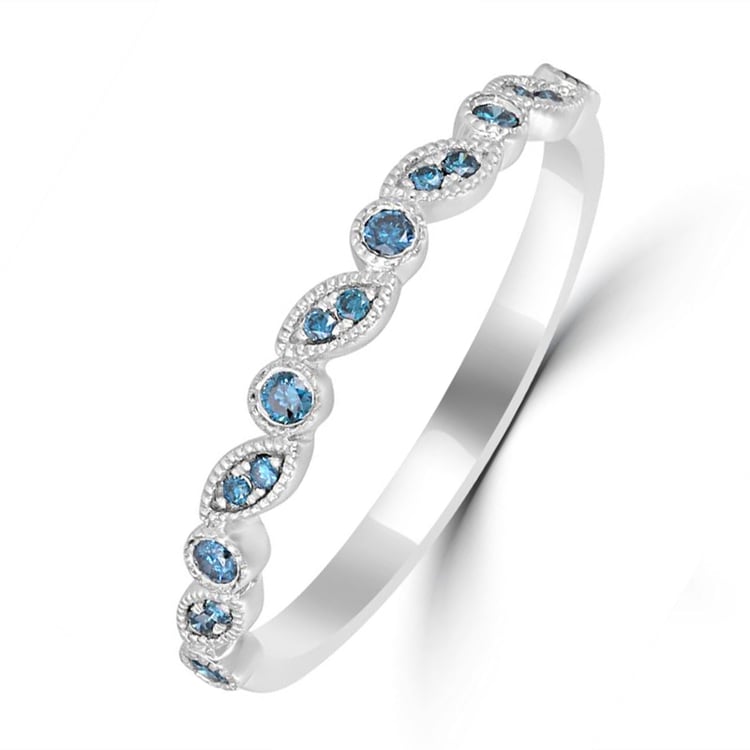 Vintage Ring Eternity mit blauem Diamanten 38318