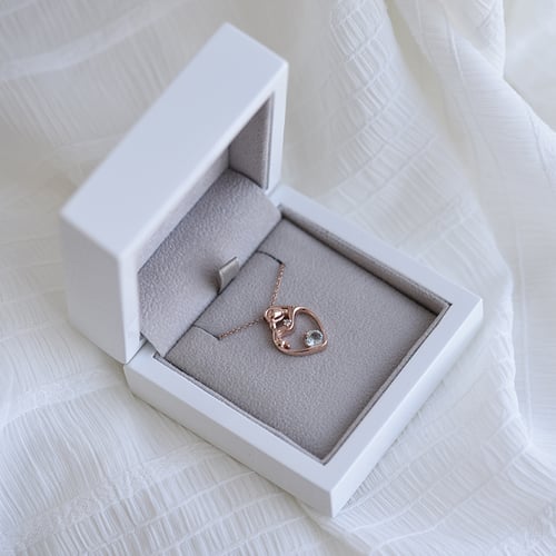 Silberner Anhänger Mutter und Kind mit Aquamarin und Diamant Ella
