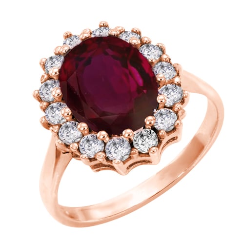 Halo-Ring mit Rubin und Diamanten Chrys
