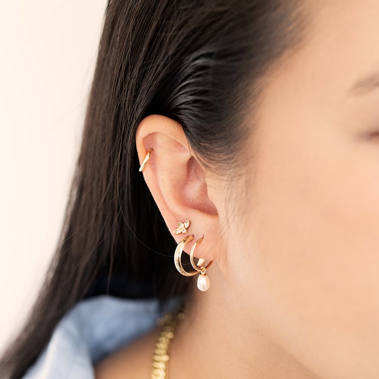 Goldene Hängeohrringe mit Perlen Margo 124523