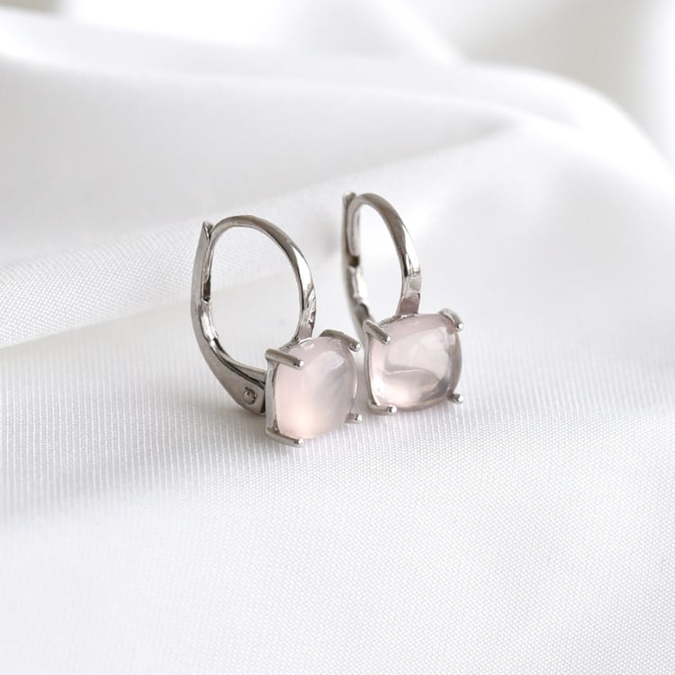 Goldene Ohrringe mit Rosenquartzen Phoibe 82725