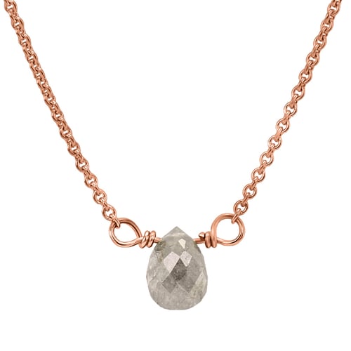 Goldene Halskette mit grauem Diamanten-Tropfen Vebrina