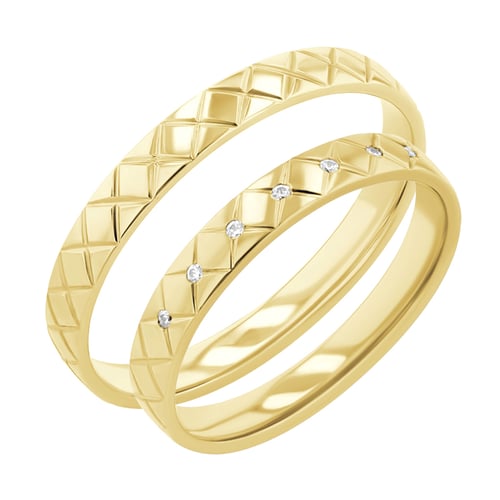 Atypische goldene Trauringe mit Diamanten Myron