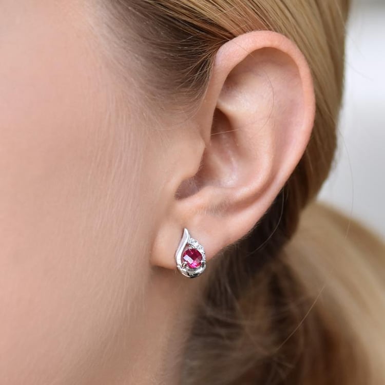 Rubin-Ohrringe aus Silber Edily 13979