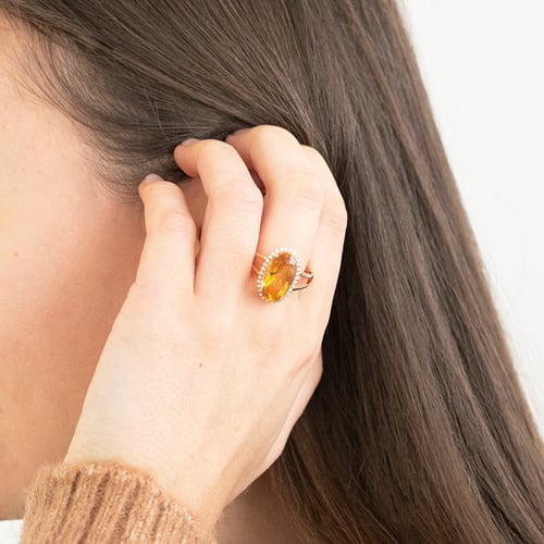Goldring mit 5ct Citrin und Diamanten Aiofe
