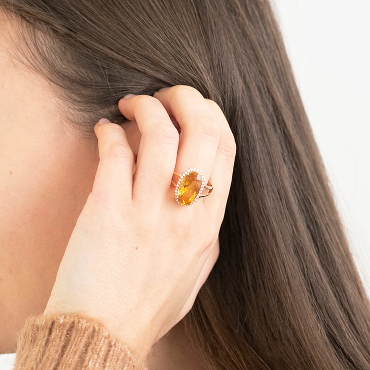 Goldring mit 5ct Citrin und Diamanten Aiofe 114521