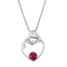 Silberner Anhänger Mutter und Kind mit Rubin und Diamant Ella