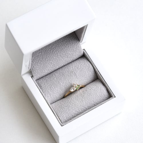 Zarter Ring mit Moissaniten und Tsavorit-Granaten Lowri