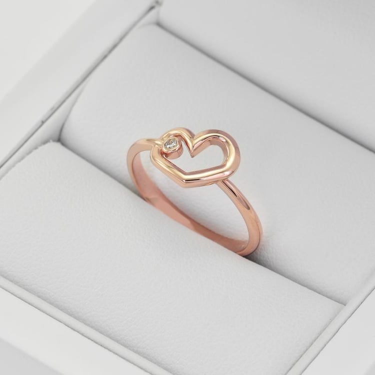 Goldener Herzring mit Diamant Balante 40293